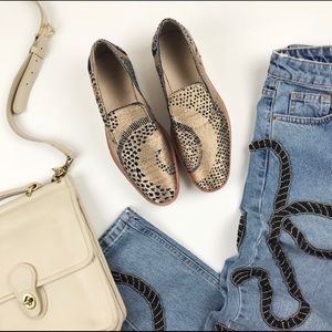 NWOT Free People Metallic Gold Snake Eyes Loafers